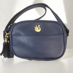 Gloria Vanderbilt Navy Blue & Gold Tone Camera Crossbody Pre-loved. Good Cond.